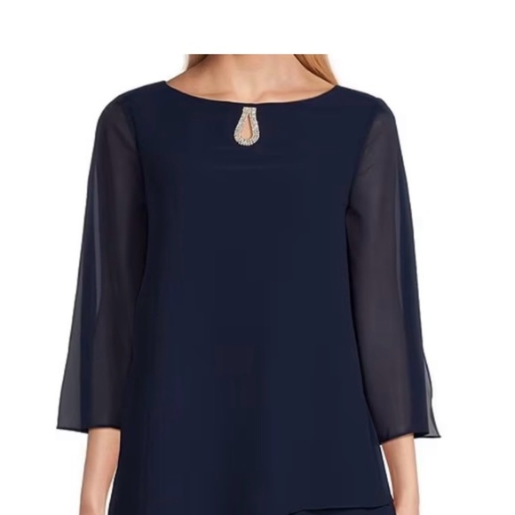 Marina Size 12 Chiffon Dress in Navy - Picture 2 of 12